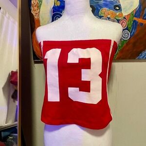 Y2K sporty Say What red and white '13' tube top- Large